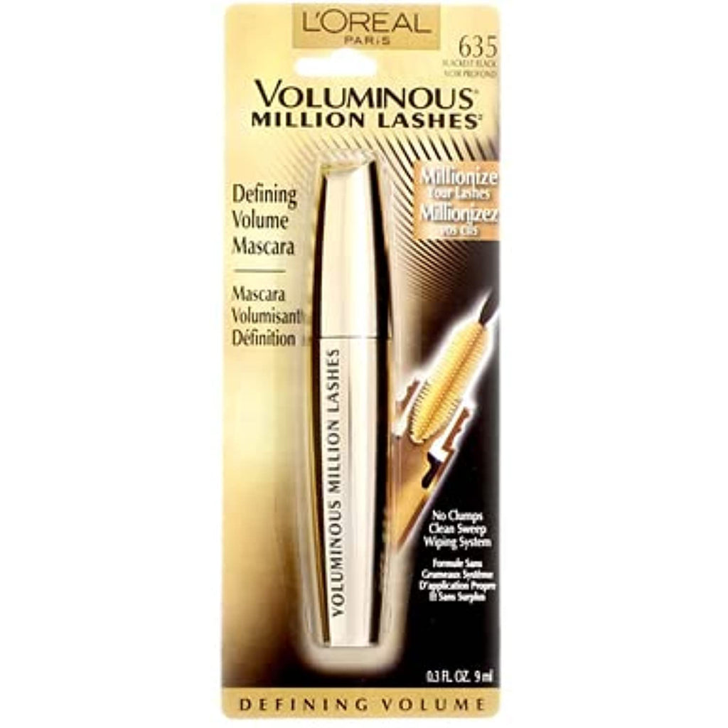 L’Oreal Paris Voluminous Million Lashes Mascara, 635 Blackest Black (Pack of 2)