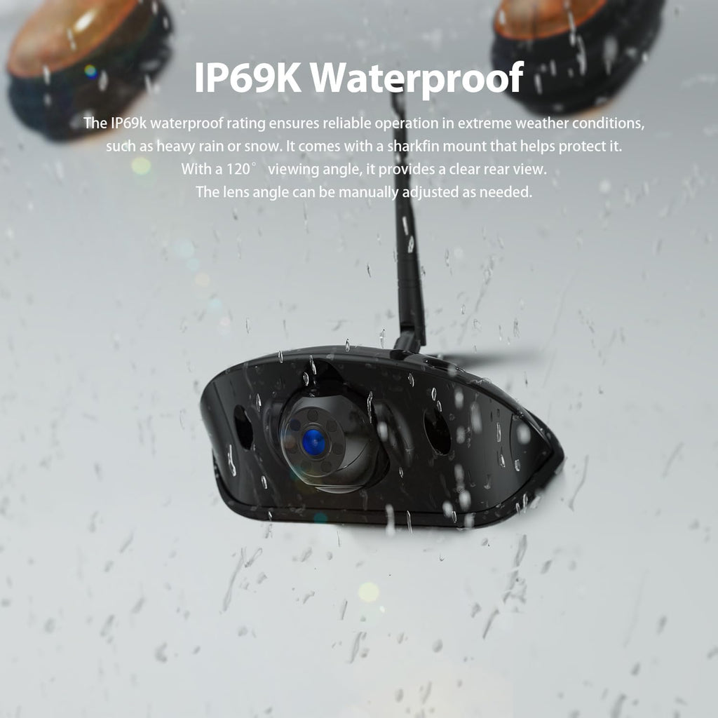 ZEROXCLUB 1080P 7" Wireless RV Backup Camera System, Compatible with Furrion Pre-Wired RV Truck Trailer, DVR Monitor & IR Night Vision Rear View Camera, IP69 Waterproof, Adjustable Parkinglines, BW7M