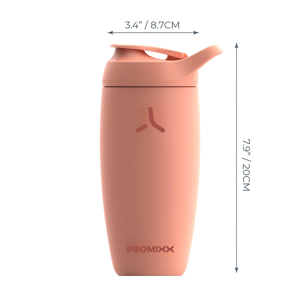 Promixx Pursuit Shaker Bottle Insulated Stainless Steel Water Bottle and shaker Cup, 18oz, Coral