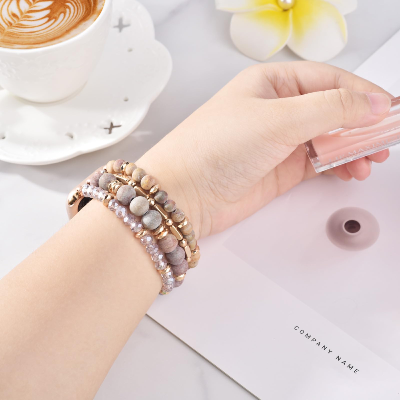 VISOOM Beaded Boho Bracelet Compatible for Apple Watch Band 40mm/38mm/41mm/42mm Series 11 10 9 8 7 SE Series 6/5/4 Women Fashion Cute Handmade Crystal Beads Stretchy Watch Strap for iWatch Bands 3/2/1