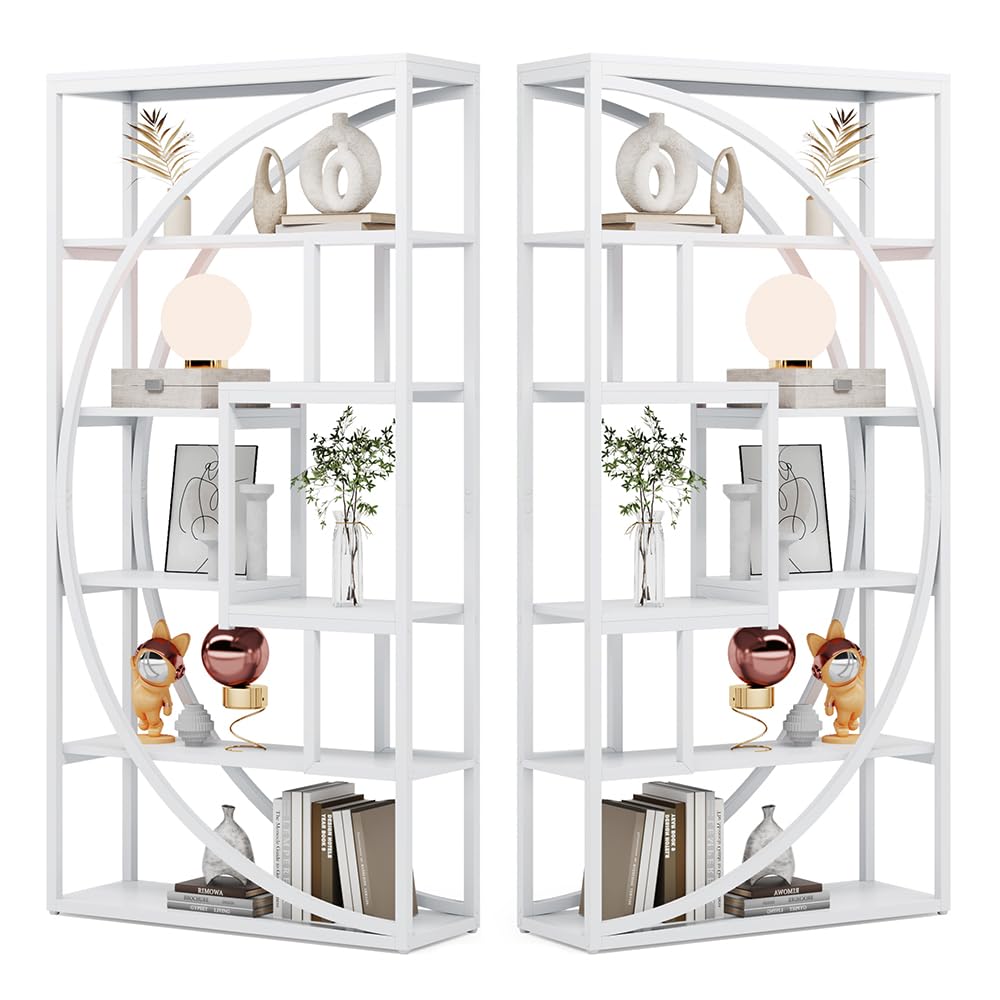 Tribesigns Bookshelf, Industrial 5-Tier Etagere Bookcase, 70.8 inch Tall Bookshelf with 8 Open Storage Shelf, Book Shelf Display Tack Shelving Unit for Home Office Living Room, Rustic Brown