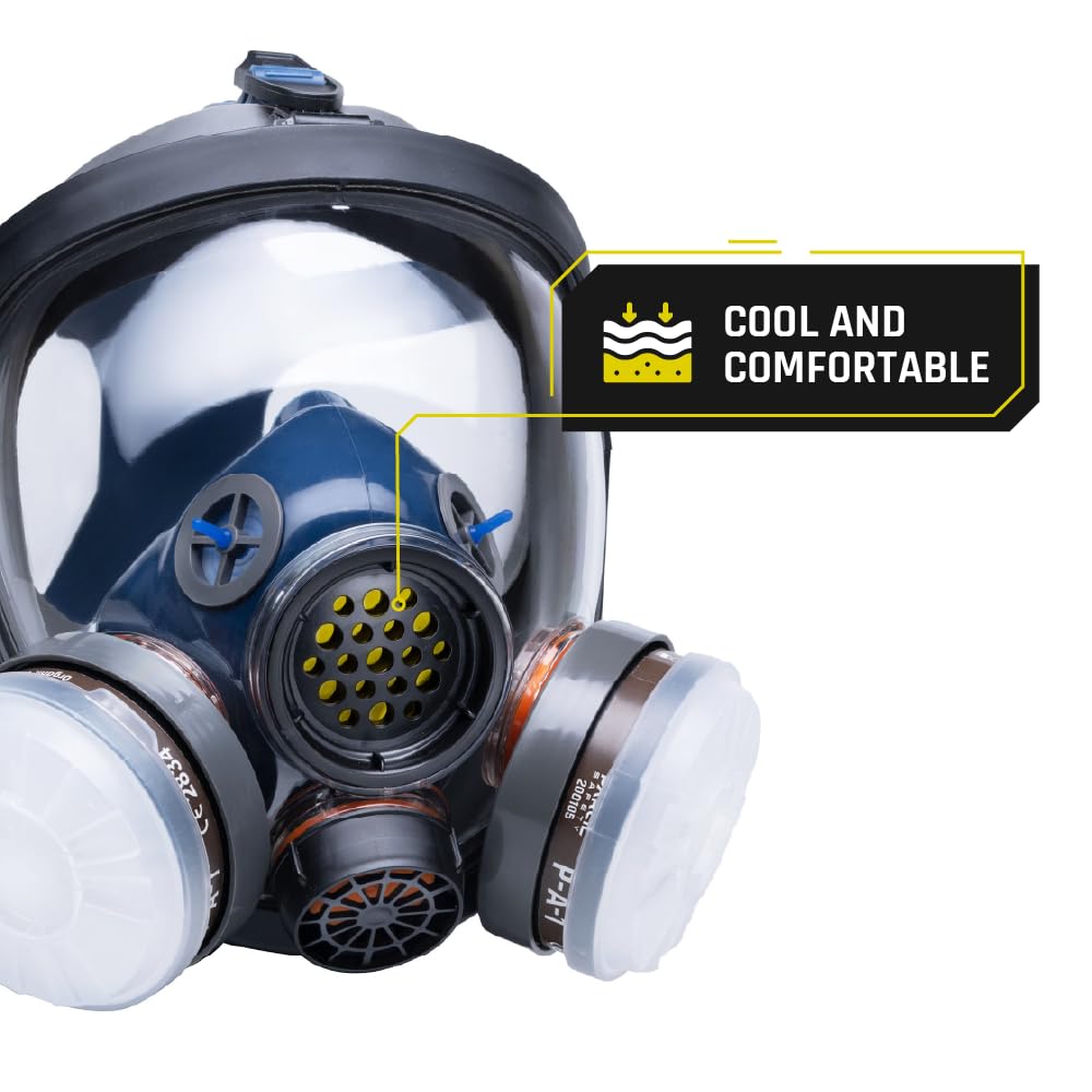 Parcil Distribution Full Face Respirator Mask with Filters – Durable Full Face Respirator Mask, Bayonet Filter Compatible