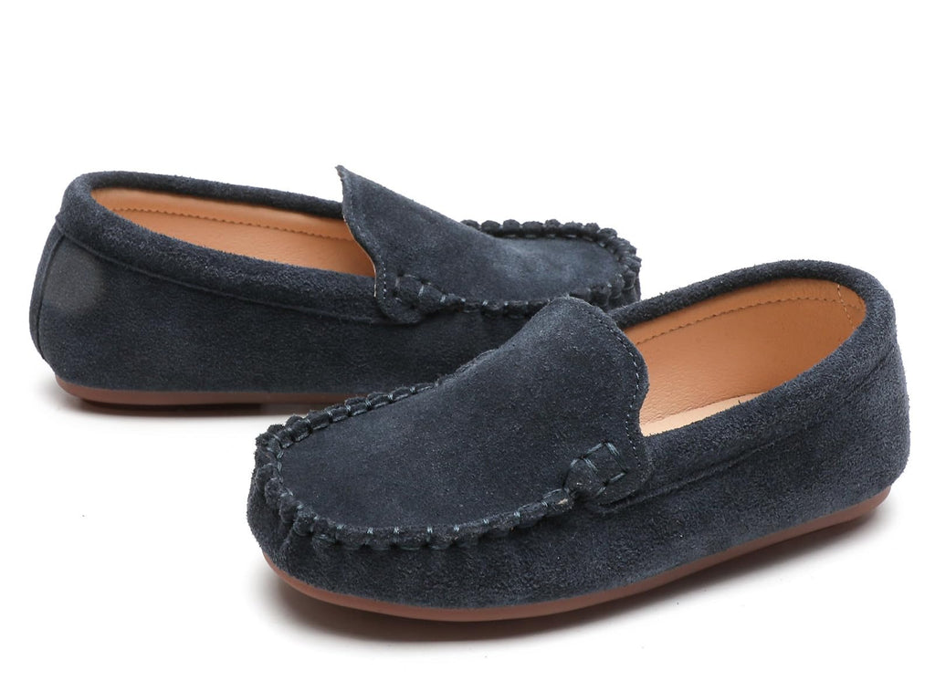 DADAWEN Toddler Little Kid Boys Girls Soft Suede Leather Slip On Flat Boat Dress Shoes Wedding Church Oxford Shoes Loafers