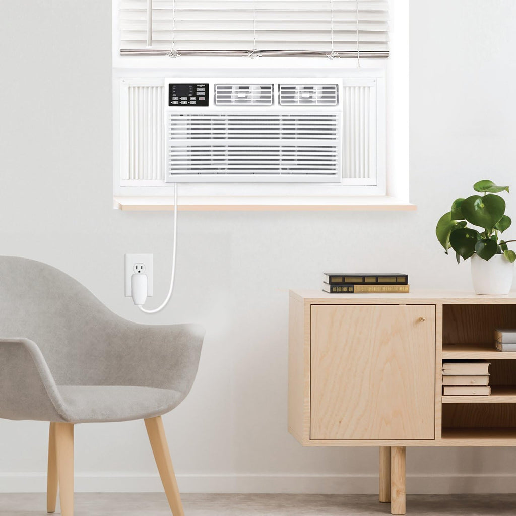 Whirlpool 15,000 BTU Window Air Conditioner with Dehumidifier, 115V, Window AC for Rooms up to 700 Sq. Ft., Living Room, Bedroom, or Kitchen, with Remote Control, Auto-Restart, and 24H-Timer, White