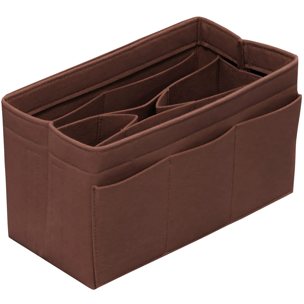 DailyPlus Purse Organizer Insert Felt Bag Organizer Handbag Organizer Insert Bag In Bag Organizer for Tote Purse Bag 14 Pockets Beige Small