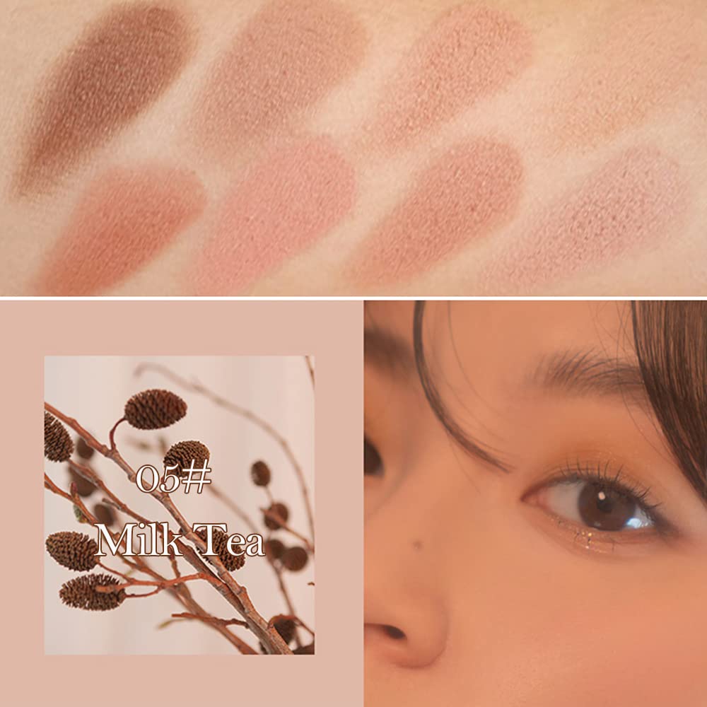 Erinde 10 Colors Eyeshadow Palette Makeup - Matte Shimmer Glitter Eye Shadow Korean Makeup, Ultra-Blendable, High Pigmented, Natural-Looking, Peach Brown Eyeshadow Pallet with Brush, Peach Color