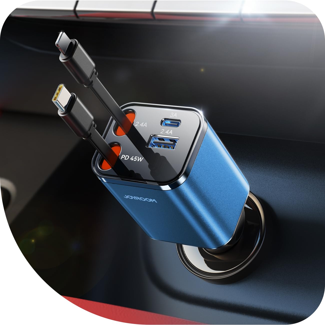 [2026 Ultra-Compact] 84W Retractable Car Charger, [PD 45W] Car Charger USB C for iPhone 16 17 Pro Fast Charging, Car Accessories Travel Essentials Gifts for Women Men for iPhone 17 Air 16 15 14 13 12