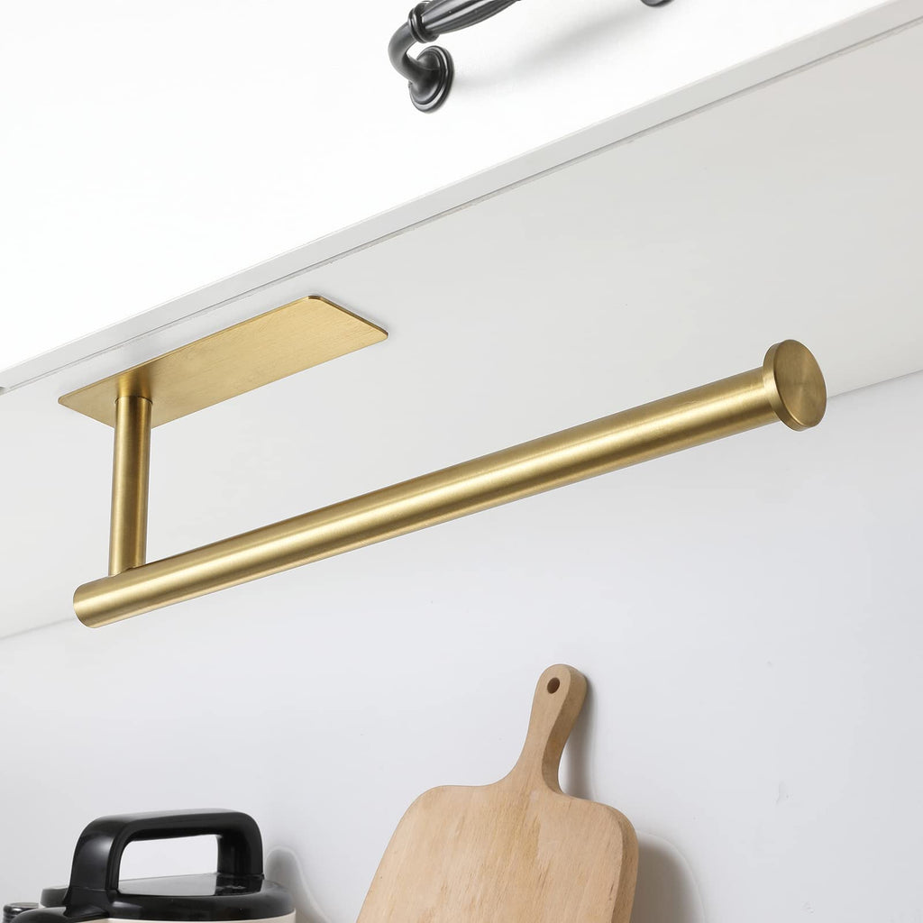 theaoo Paper Towel Holder - Under Cabinet Paper Towel Holder for Kitchen, Adhesive Paper Towel Roll Rack for Bathroom Towel, Wall Mounted Matte Black Paper Towel Rack, SUS304 Stainless Steel(1, Black)