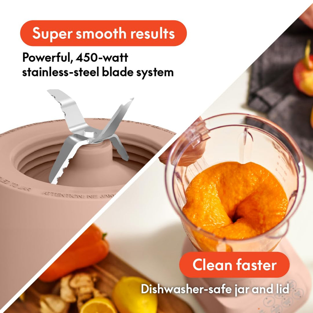 bella 10 Speed Countertop Blender, Juicer & Smoothie Maker, Fits-anywhere™ Kitchenware, Slim Flip & Store Design, Dishwasher Safe 48oz Capacity Pitcher & Lid, Stainless Steel Blade, 450 Watt, Blossom
