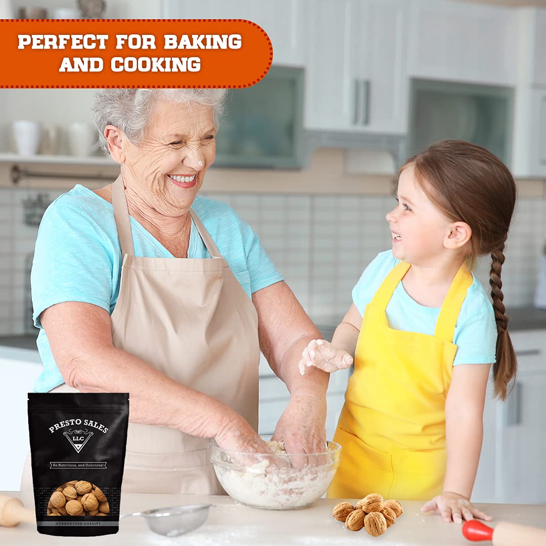 Presto Sales Walnuts “Current New Crop" In Shell Huge Hartley Choice Nut, Grown in California - Packed in a 3 lbs (48 oz.) Resealable Pouch Bag - Low-Carb, High-Protein.