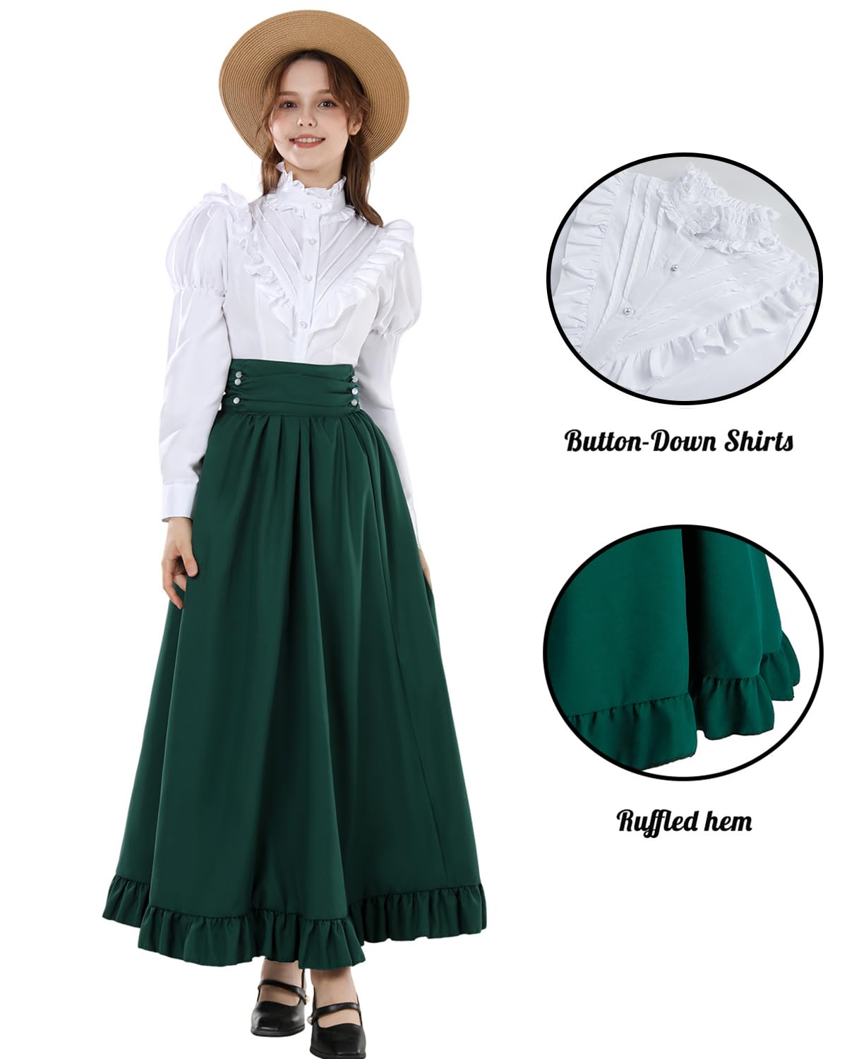 Victorian Dress for Women 2-Pieces 1800s Edwardian Dress Ball Gown Renaissance Costume