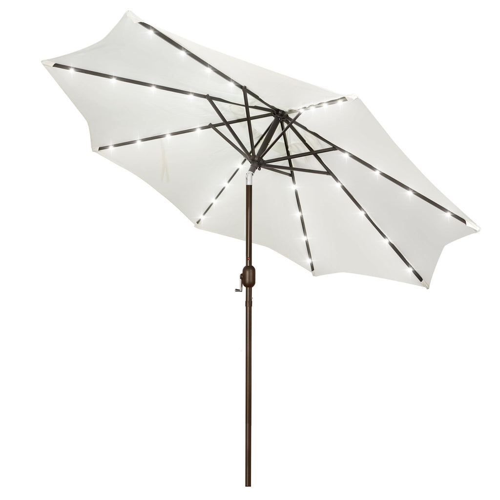 Blissun 9 ft Solar Umbrella, 32 LED Lighted Patio Umbrella, Table Market Umbrella, Outdoor Umbrella for Garden, Deck, Backyard, Pool and Beach (Light Blue)