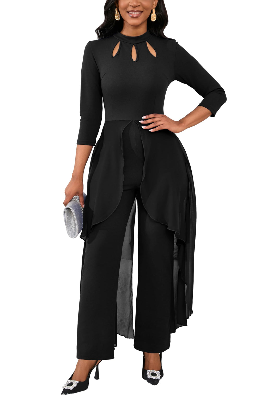 Jumpsuits for Women Dressy Hight Waist One Piece Casual Straight Long Pants Wide Leg Pants Elegant Jumpsuit Romper
