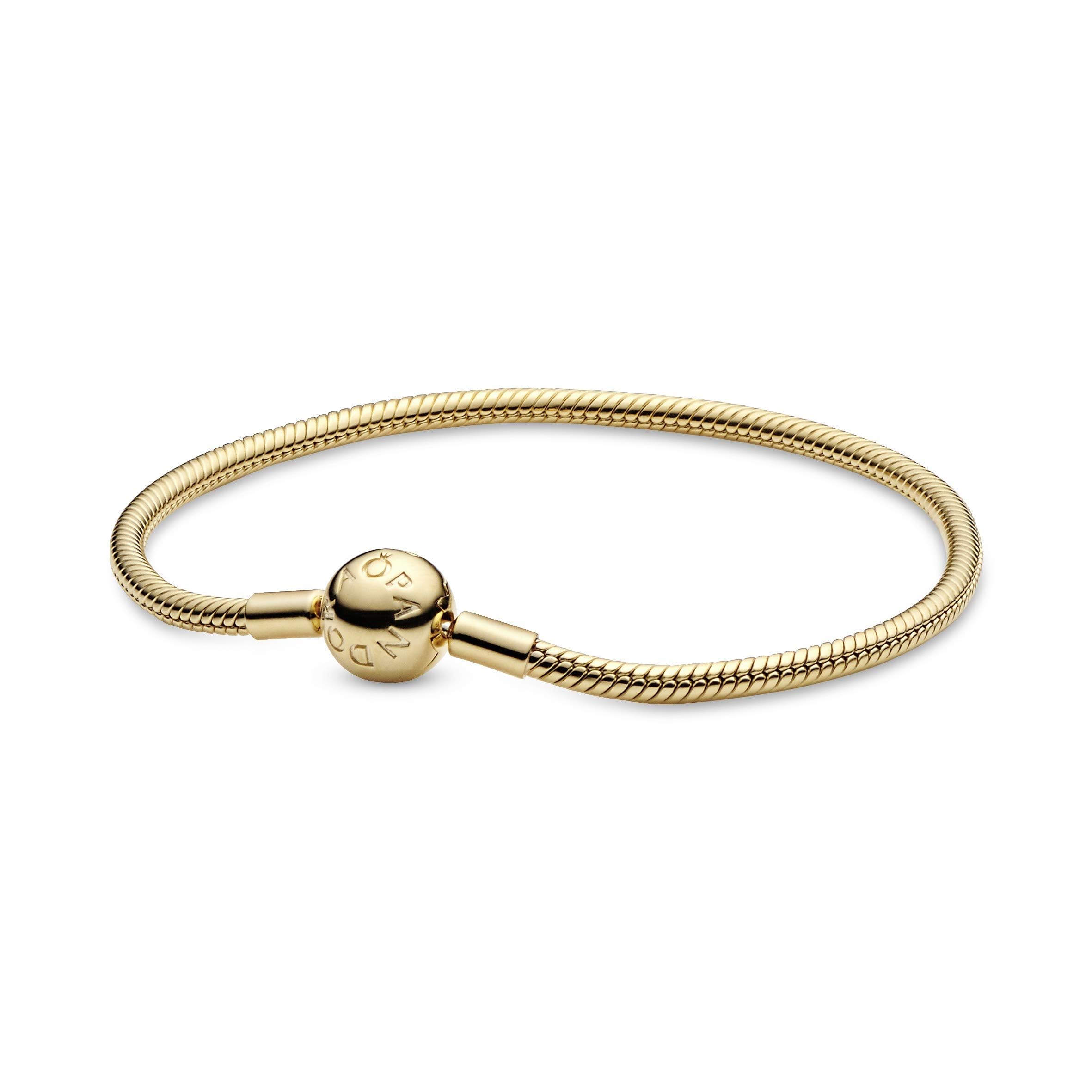 PANDORA Moments Snake Chain Bracelet - Hand-Finished Charm Bracelet - Jewelry for Her with Gift Box - Compatible Moments Charms - Sterling Silver