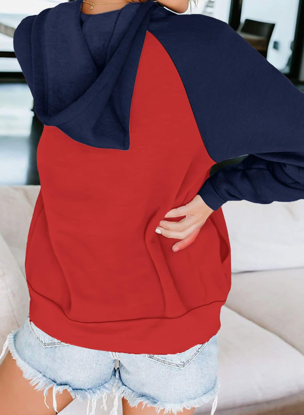 EZBELLE Women's Color Block Zip Up Hoodie Sweatshirt Casual Long Sleeve Jacket Sweater with Pockets