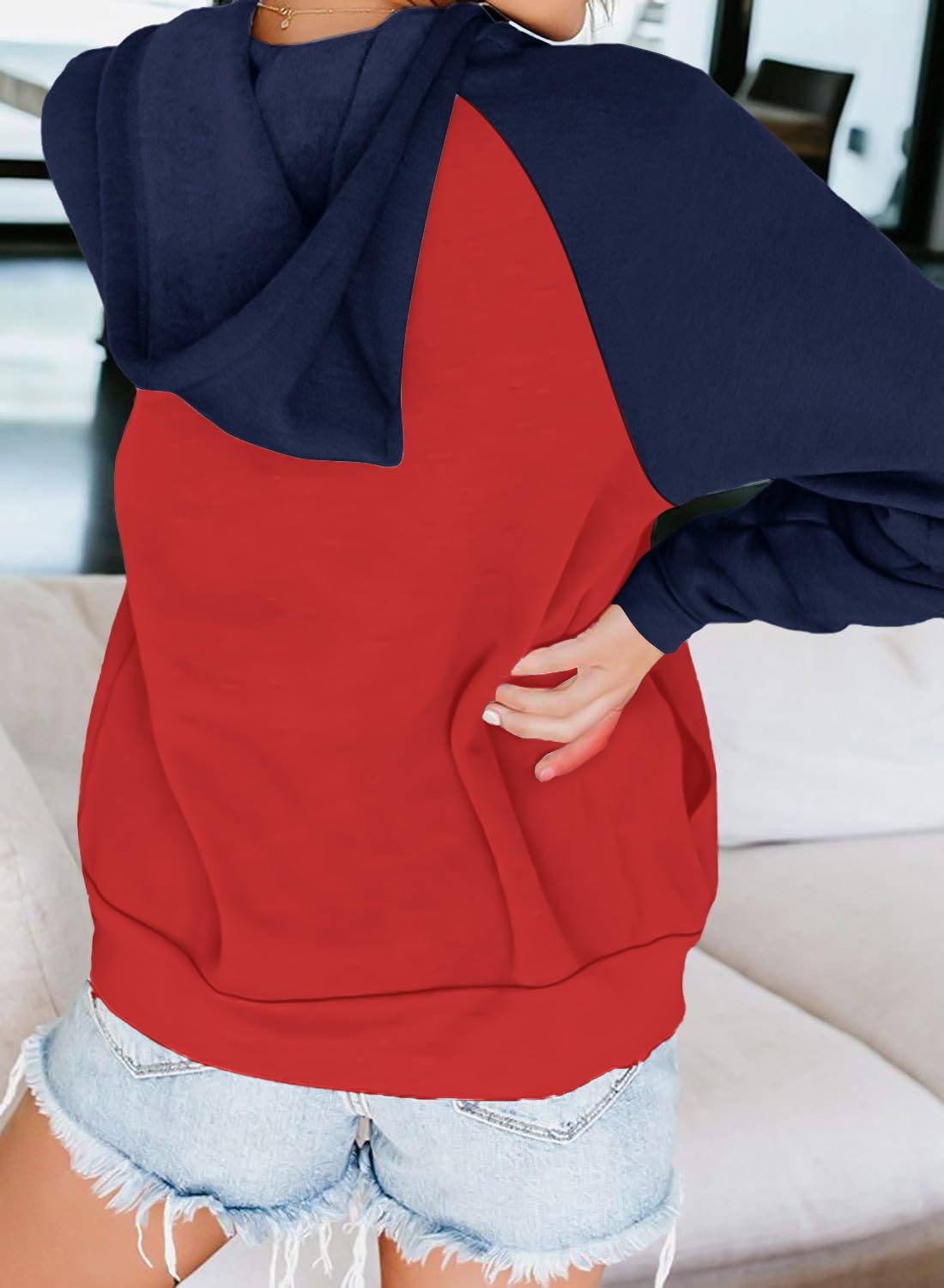EZBELLE Women's Color Block Zip Up Hoodie Sweatshirt Casual Long Sleeve Jacket Sweater with Pockets