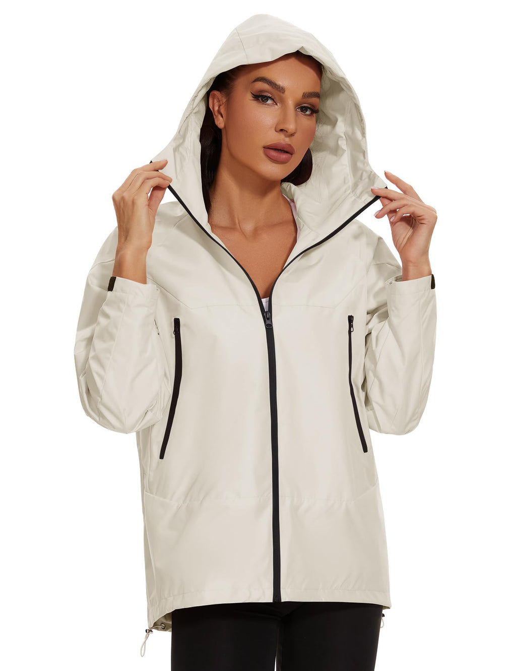 Avoogue Rain Jacket for Women Waterproof Lightweight Rain Coat Hiking Windbreaker Jacket with Hood