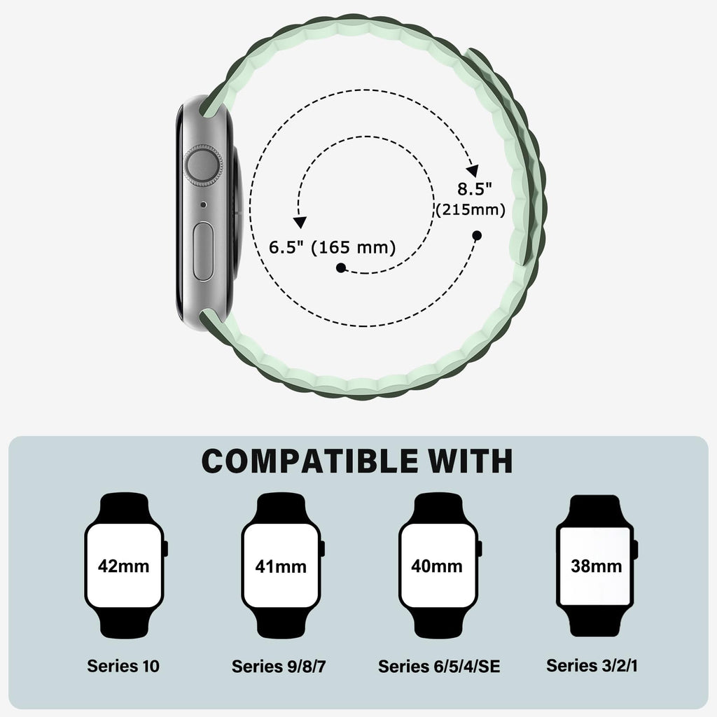 Bisikor Compatible with Apple Watch Band 49 46 45 44 42 41 40 38mm, Double Sided Wearable Silicone Magnetic Strap for iWatch Ultra SE Series 11 10 9 8 7 6 5 4 3 2 1 (38/40/41/42, Beige/Gray)