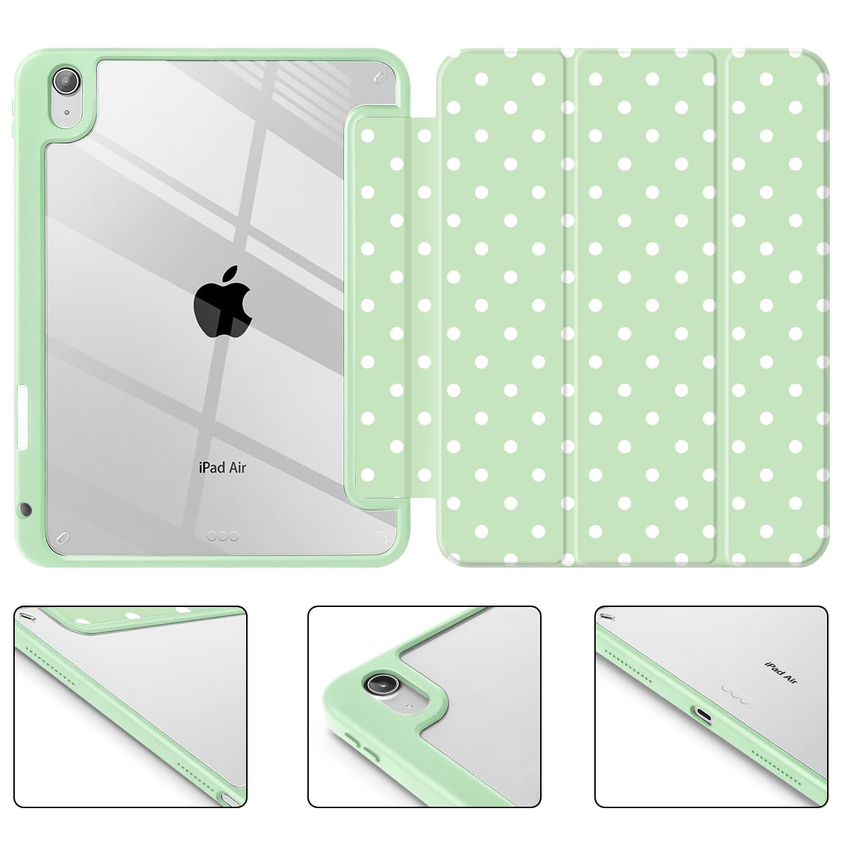 Tuiklol Case for iPad Air 11 Inch M4 2026 / Air 11 Inch M3 2025 / Air 11 Inch M2 2024 / iPad Air 10.9 Inch 2022 2020, Buit in Pencil Holder with Shockproof Cover Clear Transparent Back, Black Flower