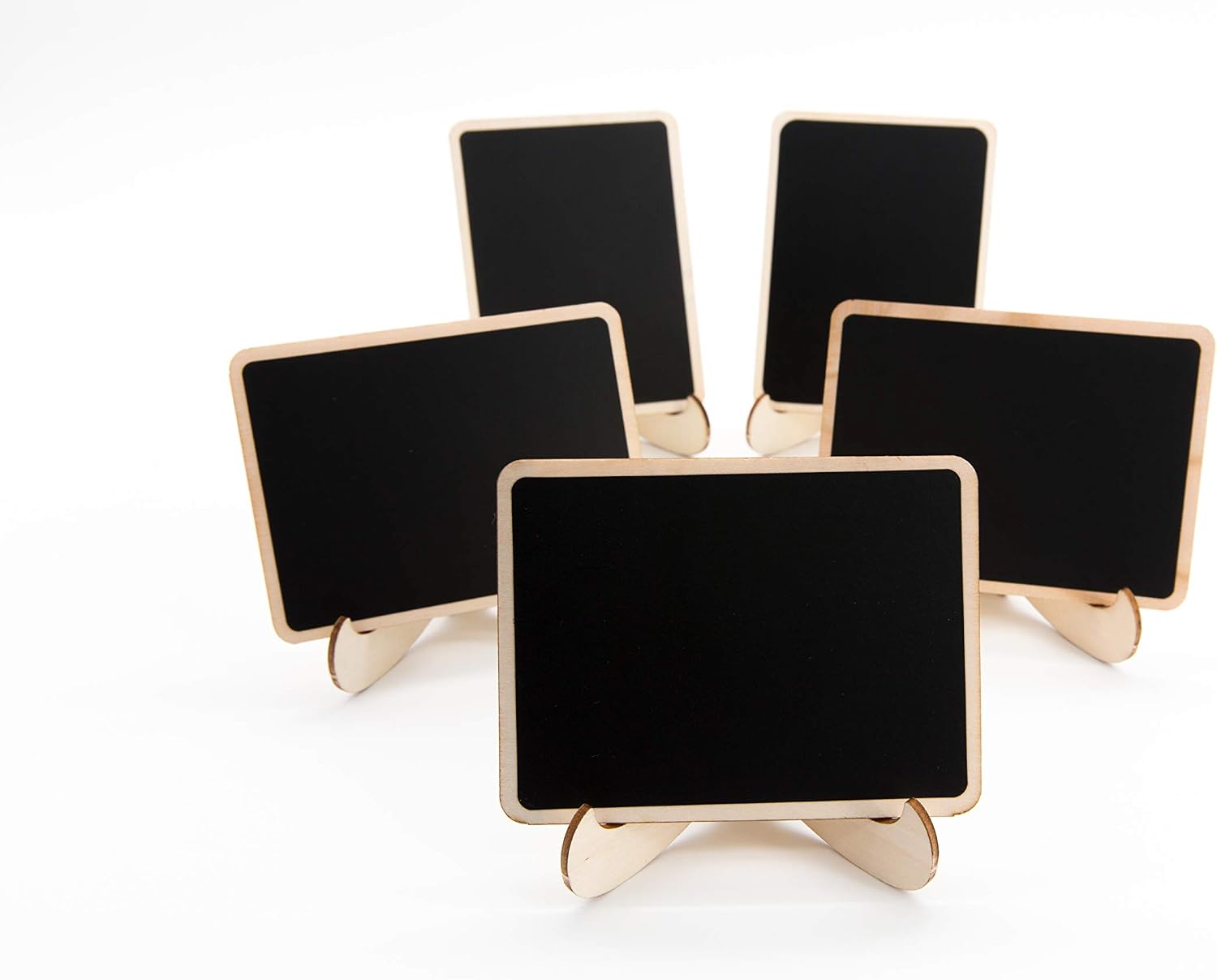 DSTELIN 10 Pack Mini Chalkboards Signs with Easel Stand, Small Rectangle Chalkboards Blackboard, Wood Place Cards for Weddings, Birthday Parties, Message Board Signs and Event Decoration