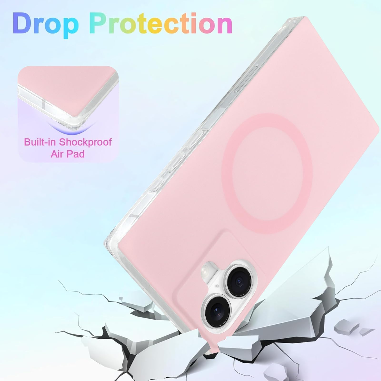 Cute Case for iPhone 13 Pro Case for Women Girls with Iridescent Cloud Pattern Design, Aesthetic Trendy Girly Matte Glitter Sparkly Rainbow Rectangle Protective Phone Cover, Sun Set Sky