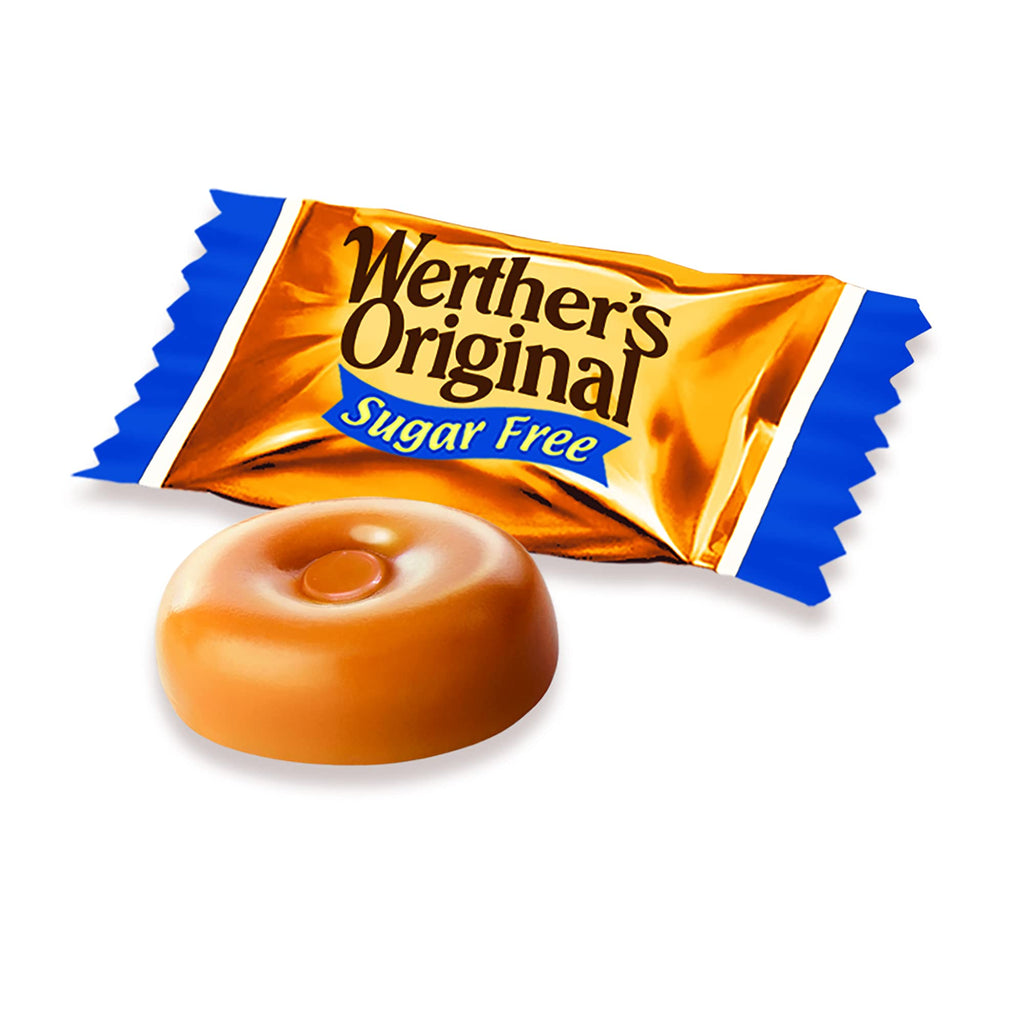 Werther's Original Hard Sugar Free Assorted Flavors, Caramel, Caramel Coffee, Caramel Apple Candy 7.7 Oz Bag