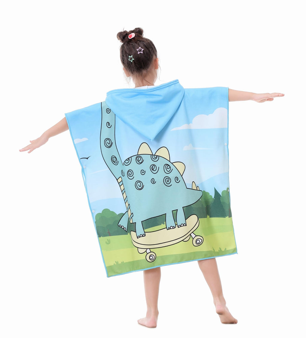 Soft Microfiber Swim Cover-ups for 3 to 10 Years Old Kids Hooded Bath Beach Poncho Towels (Alligator, Fits 3-10 Years)