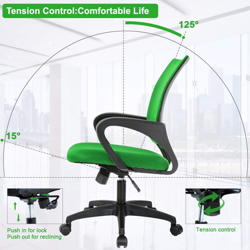 BestOffice Home Office Chair Ergonomic Desk Chair Mesh Computer Chair with Lumbar Support Armrest Executive Rolling Swivel Adjustable Mid Back Task Chair for Women Adults, Black (Black)