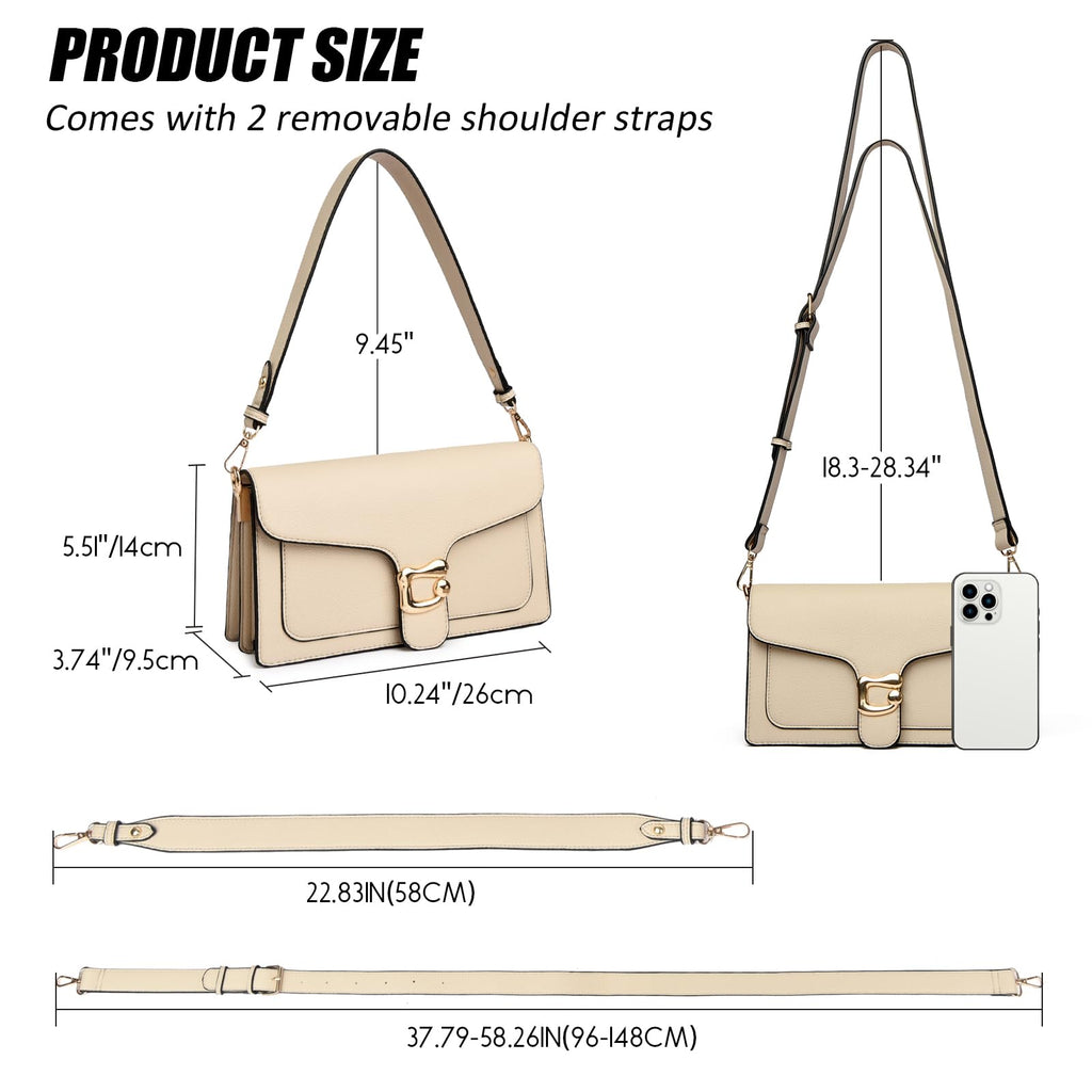 Travistar Crossbody Bags for Women Trendy - Small Cross Body Purse Shoulder Bag Leather Handbags Evening Clutch with 2 Straps | 2 detachable straps