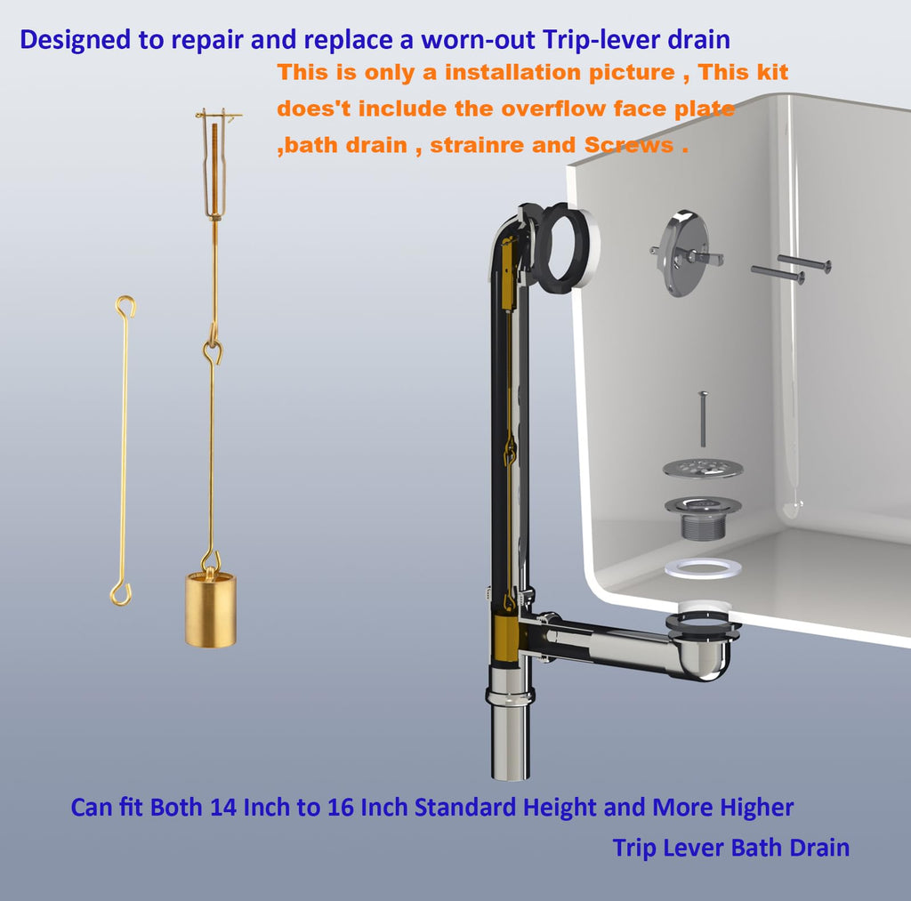 Tub Drain Linkage Assembly, Solid Brass, Fit for Trip Lever Bath Tub Waste and Overflow Drain by Artiwell