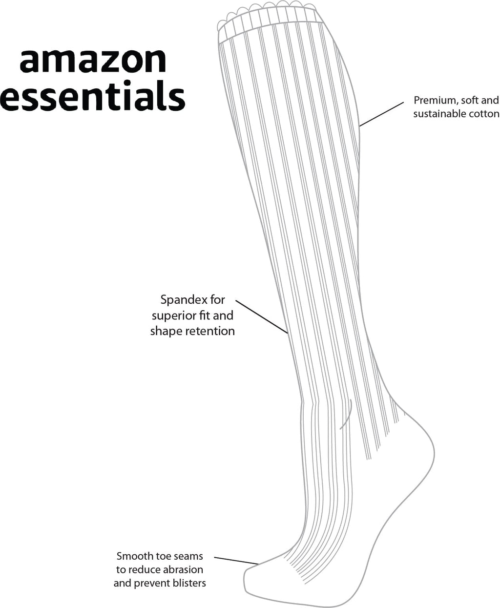 Amazon Essentials Women's Comfortable Cotton Knee High Socks, 4 Pairs