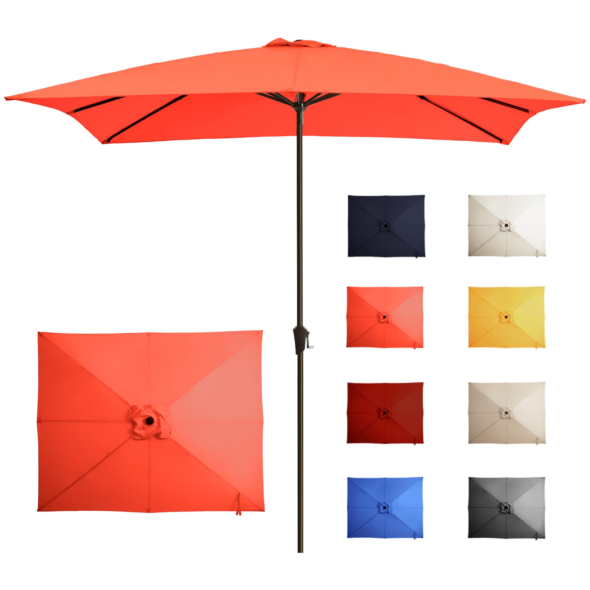Ayge 6.5x10FT Rectangular Patio Umbrella Outdoor Table Umbrella w/Push Button Tilt & Crank Rectangle Market Umbrella UV Protection for Garden,Deck,Lawn,Yard & Pool,Beige