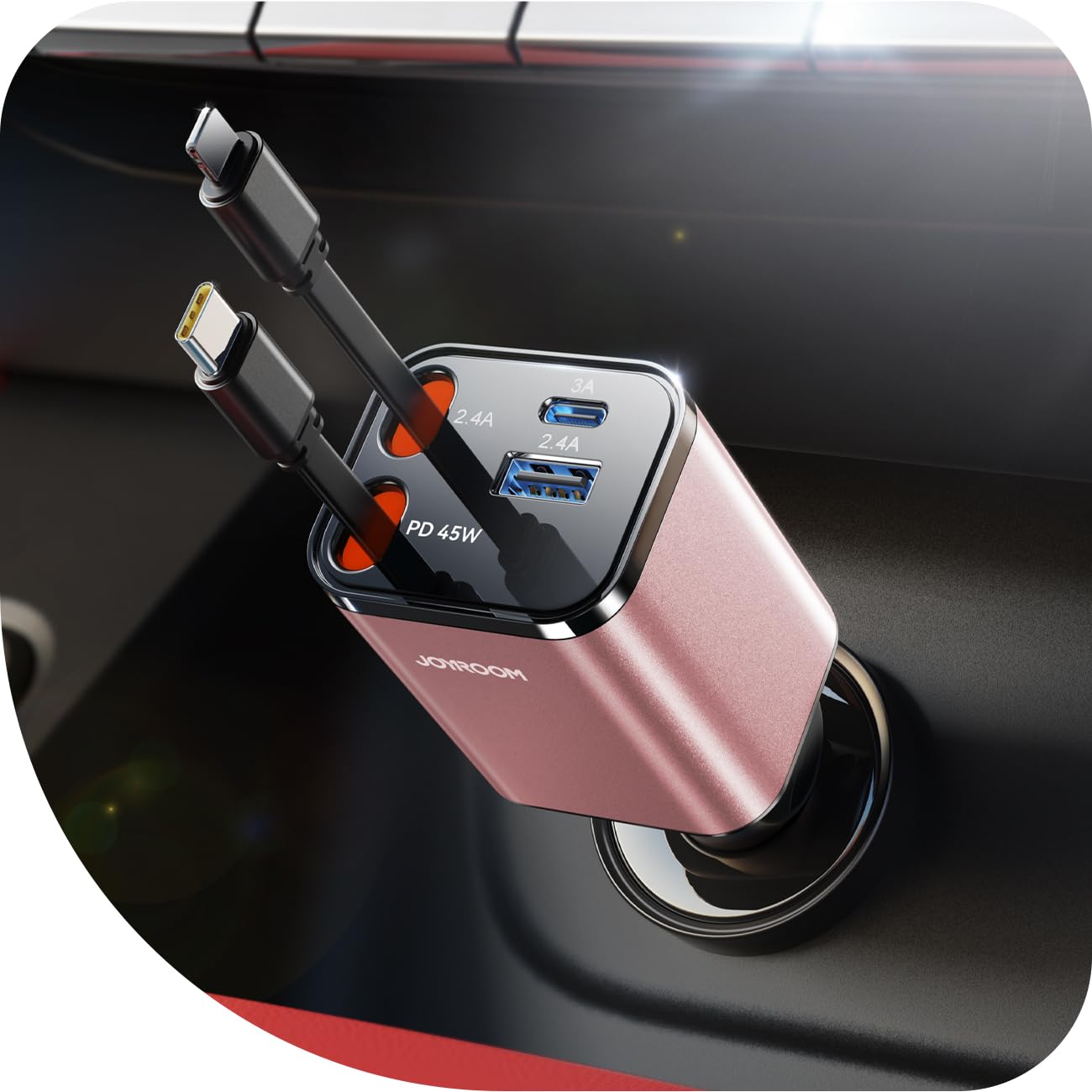 [2026 Ultra-Compact] 84W Retractable Car Charger, [PD 45W] Car Charger USB C for iPhone 16 17 Pro Fast Charging, Car Accessories Travel Essentials Gifts for Women Men for iPhone 17 Air 16 15 14 13 12