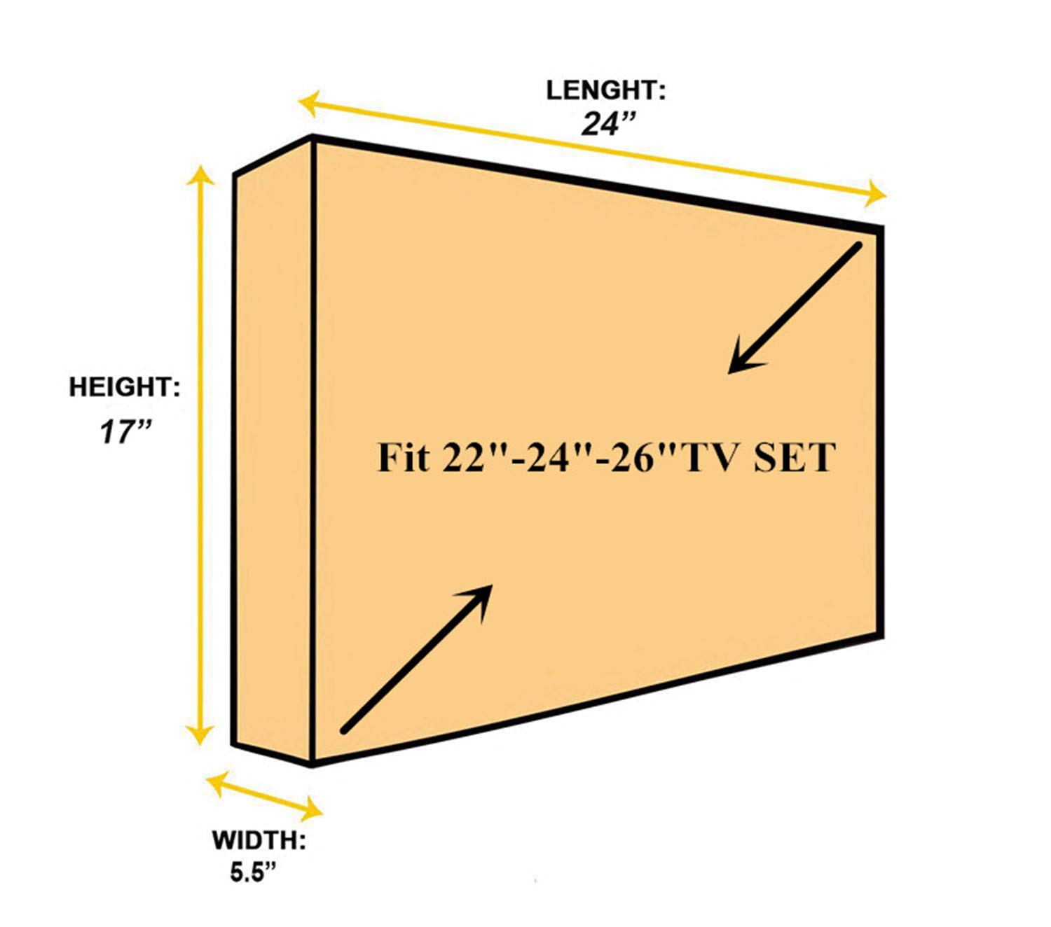 Outdoor 22”-24“-26" TV Set Cover,Scratch Resistant Liner Protect LED Screen Best-Compatible with Standard Mounts and Stands (Beige)