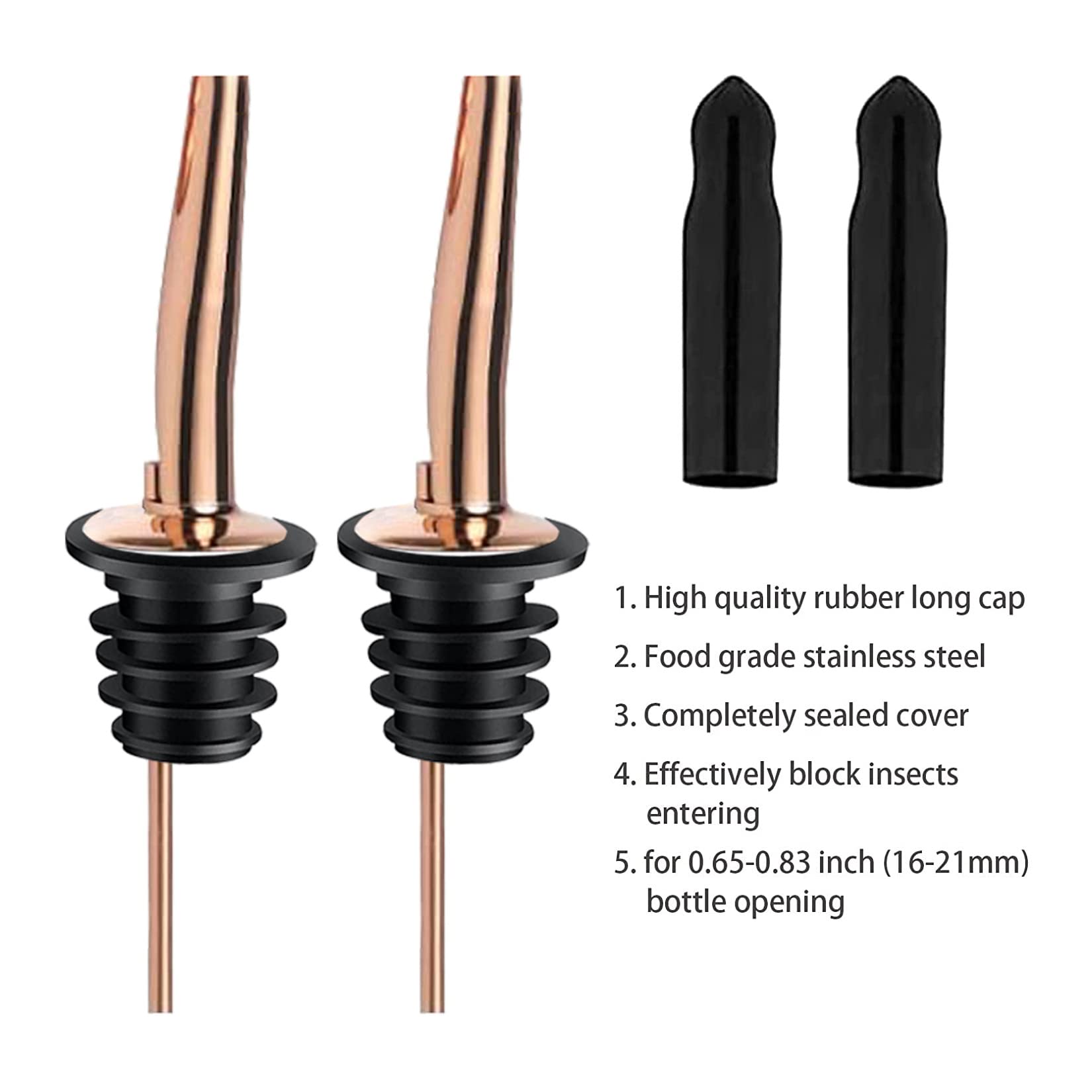 Pafusen 6 Pack Liquor Bottle Pourers, Liquor Pour Spout for Liquor Bottles, Stainless Steel Olive oil Dispenser Spout, Alcohol Pourer Spouts Dust Caps Covers Fixed, Gold
