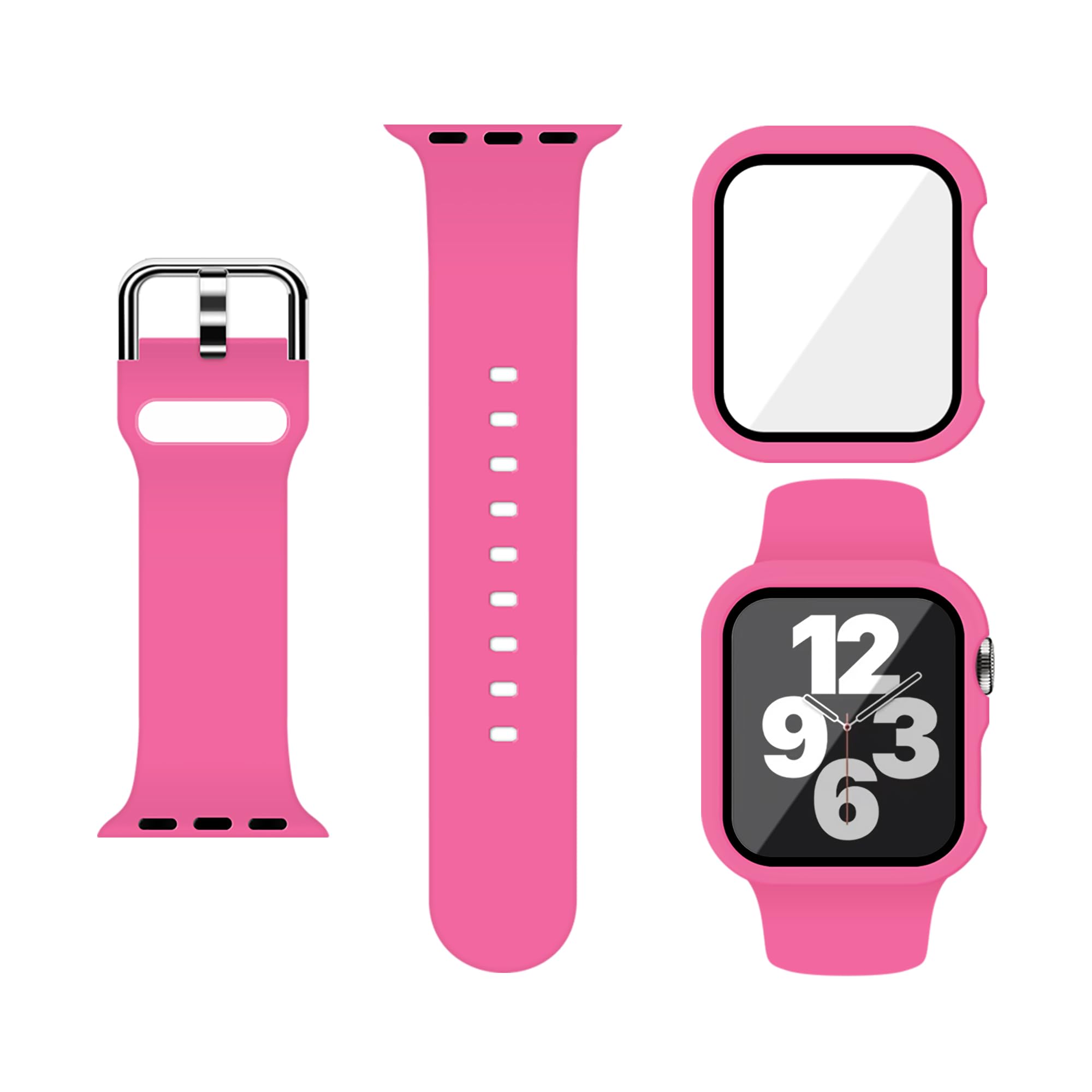 Silicone Sport Band and PC Case with Screen Protector for Apple Watch