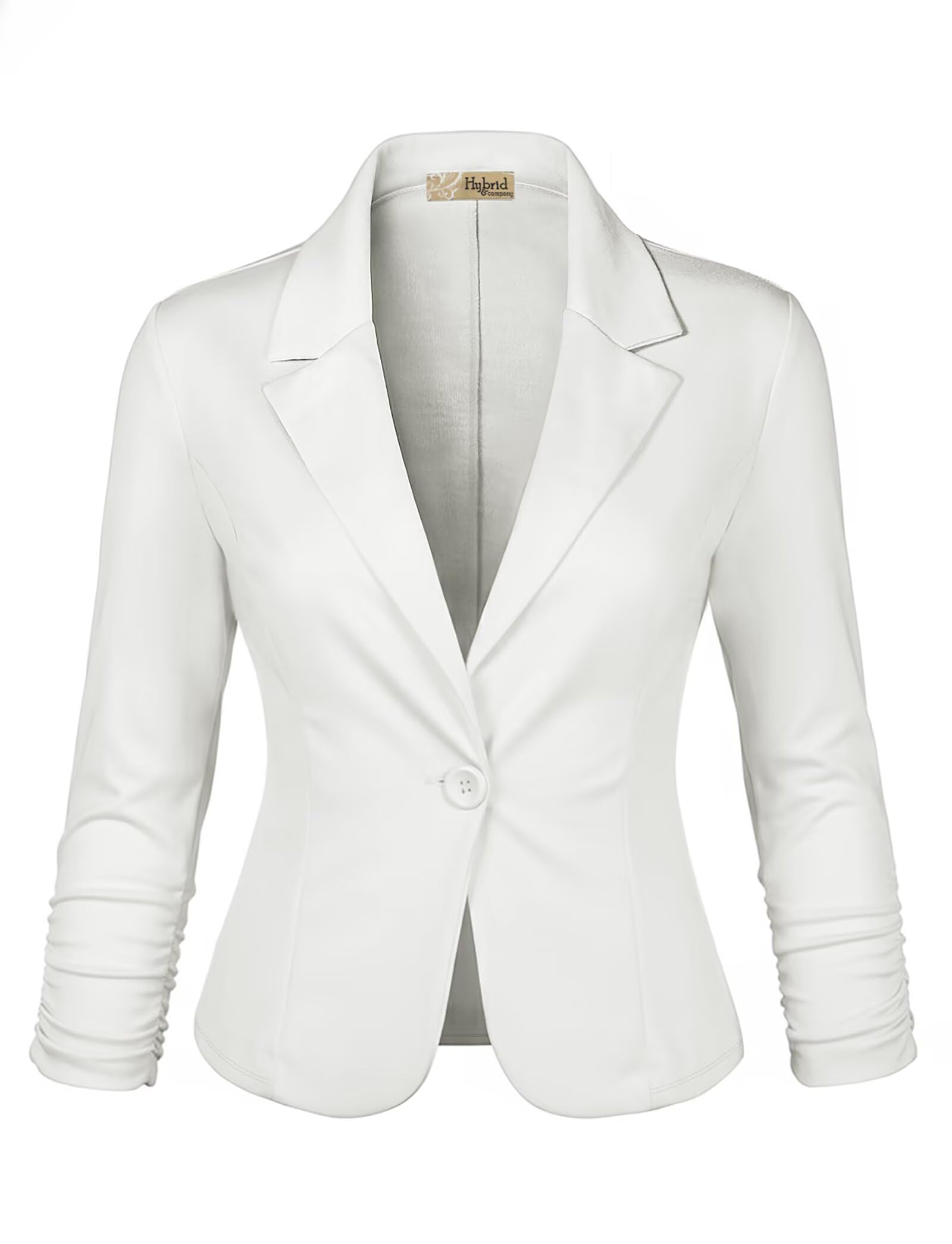 Hybrid & Company Women's Lightweight Casual Work Office Stretch Ponte Cardigan Blazer Jacket Made in USA