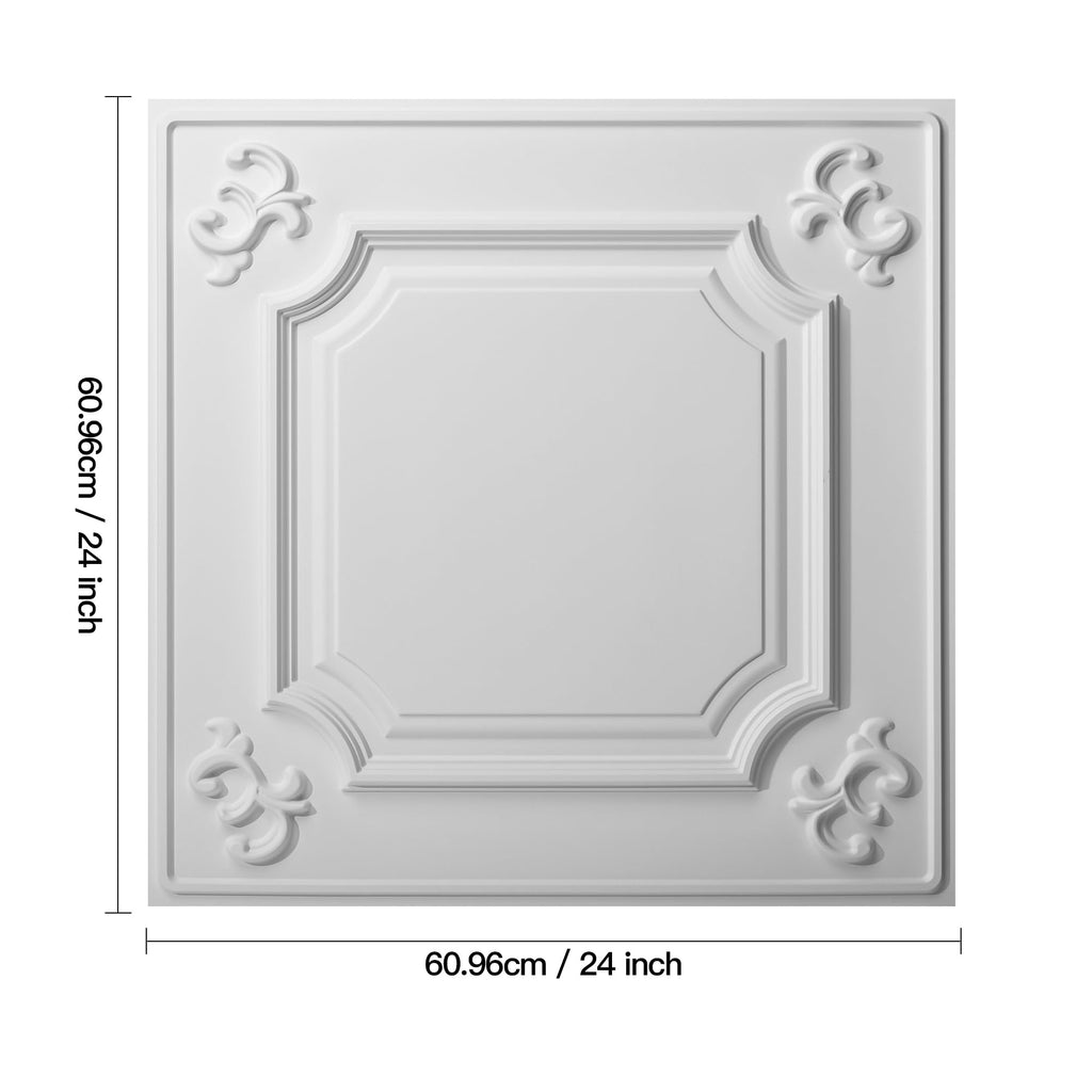 Art3d Drop Ceiling Tiles 24x24in. (12-Pack, 48 Sq.ft), Wainscoting Panels Glue Up 2ft x 2ft for Interior Décor in Living Room, Bedroom & Office, Star Black