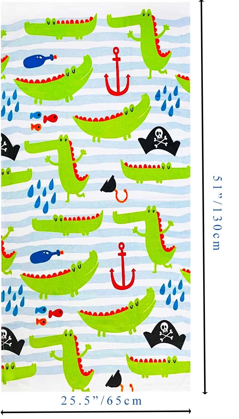 Kids Beach Towel Velour Terry Blanket Throw 100% Cotton Super Soft Absorbent 25.5X51 inches for Bath Swimming Sports Camping Holiday Picnic, Bus Coconut Parasol Lounge Audio Player.