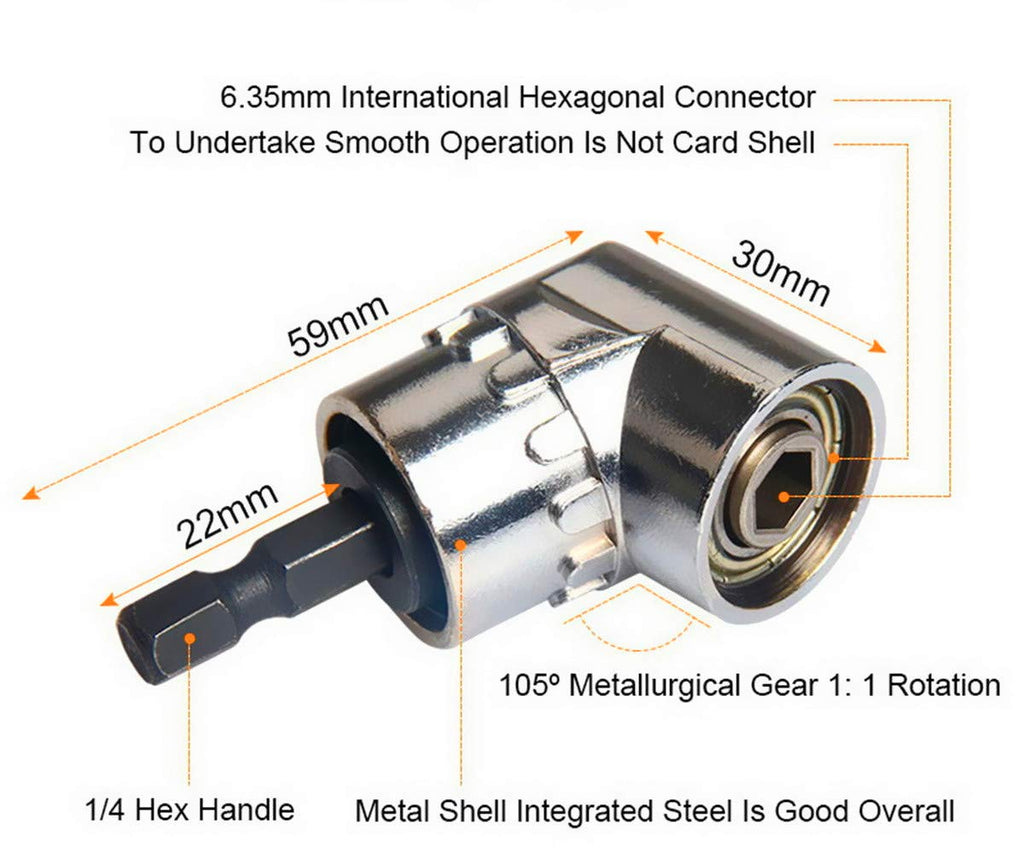 CIGOTU Impact Grade Power Hand Tools Driver Sockets Adapter Extension Set, 3Pcs 1/4 3/8 1/2" Hex Shank Drill Nut Driver Bit Set + 105 Degree Right Angle Driver Extension Screwdriver Drill Attachment