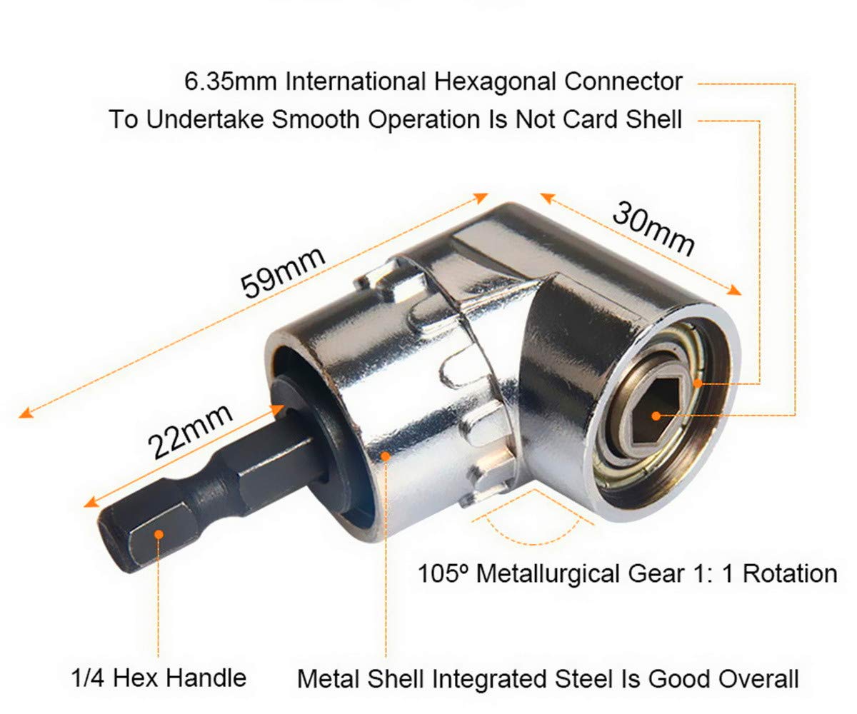 CIGOTU Impact Grade Power Hand Tools Driver Sockets Adapter Extension Set, 3Pcs 1/4 3/8 1/2" Hex Shank Drill Nut Driver Bit Set + 105 Degree Right Angle Driver Extension Screwdriver Drill Attachment