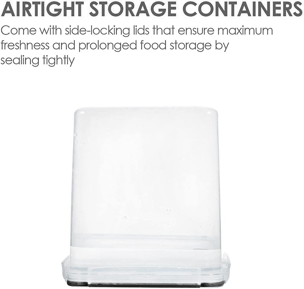 Vtopmart Food Storage Containers 2.5L / 84.5oz, 4 Pieces BPA Free Plastic Airtight Canister for Flour, Sugar, Baking Supplies, with 4 Measuring Cups and 24 Labels, Black