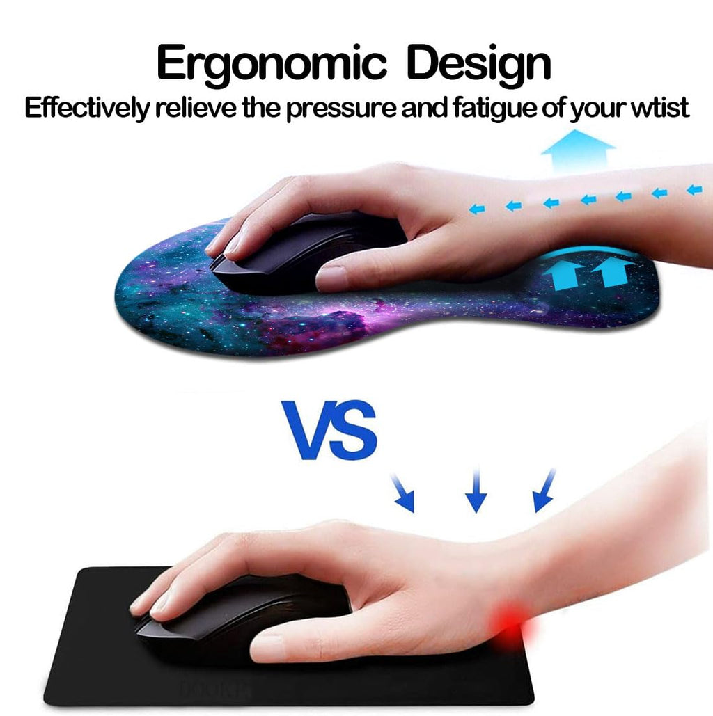 DOOKE Ergonomic Mouse Pad with Wrist Support and Coaster,Mouse Pads with Non-Slip PU Base for Home Office Working Studying Easy Typing & Pain Relief Aesthetic Art