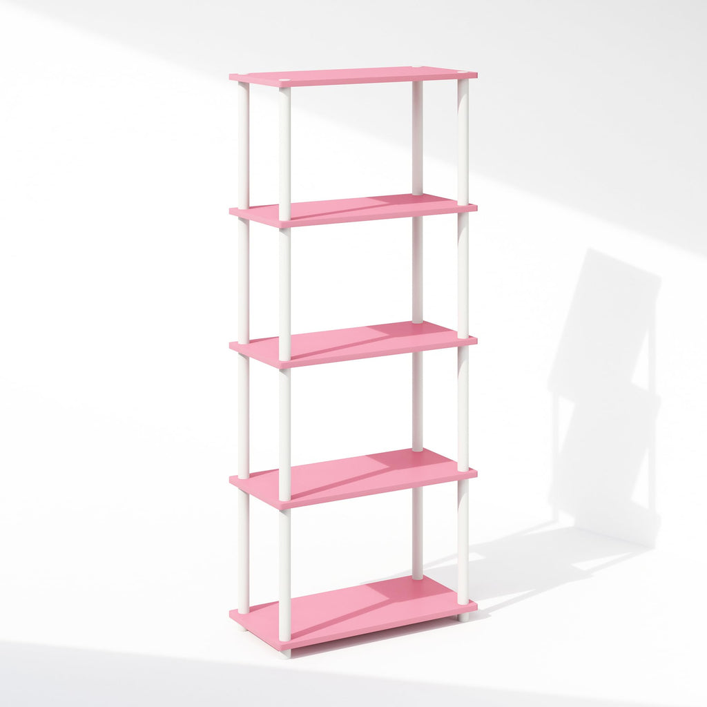 Furinno Turn-N-Tube Book Shelf, 4-Tier Bookshelf, Bookcase with Multipurpose Compact Display Rack, 11.6 x 23.6 x 43.2, for Living Room, Bedroom, Home Office, Americano/Black