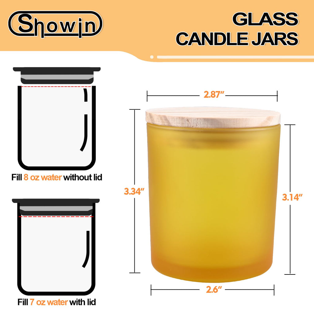 SHOWIN 10 OZ Thick Candle Jars for Making Candles 15 Pcs, Empty Jars with Wood Lids for Candle Making, Sample Container, Inner Black