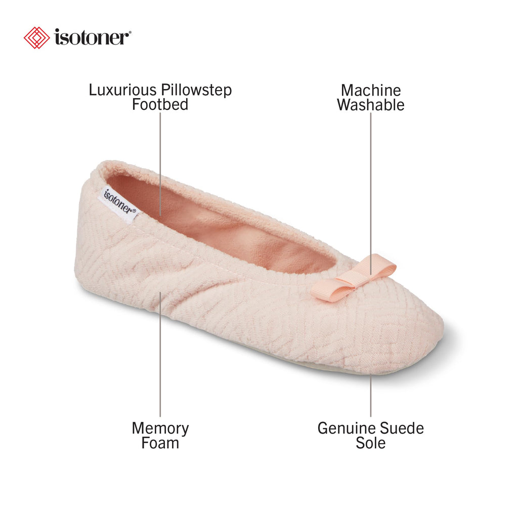 isotoner Women's Diamond Microterry Ballerina Slippers