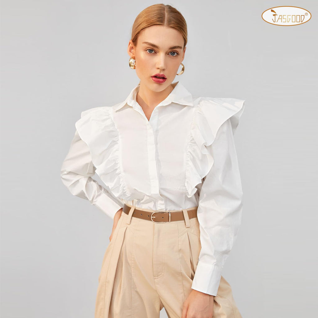 JASGOOD Women’s Leather Belts for Jeans Pants Fashion Ladies Belt with Gold Buckle