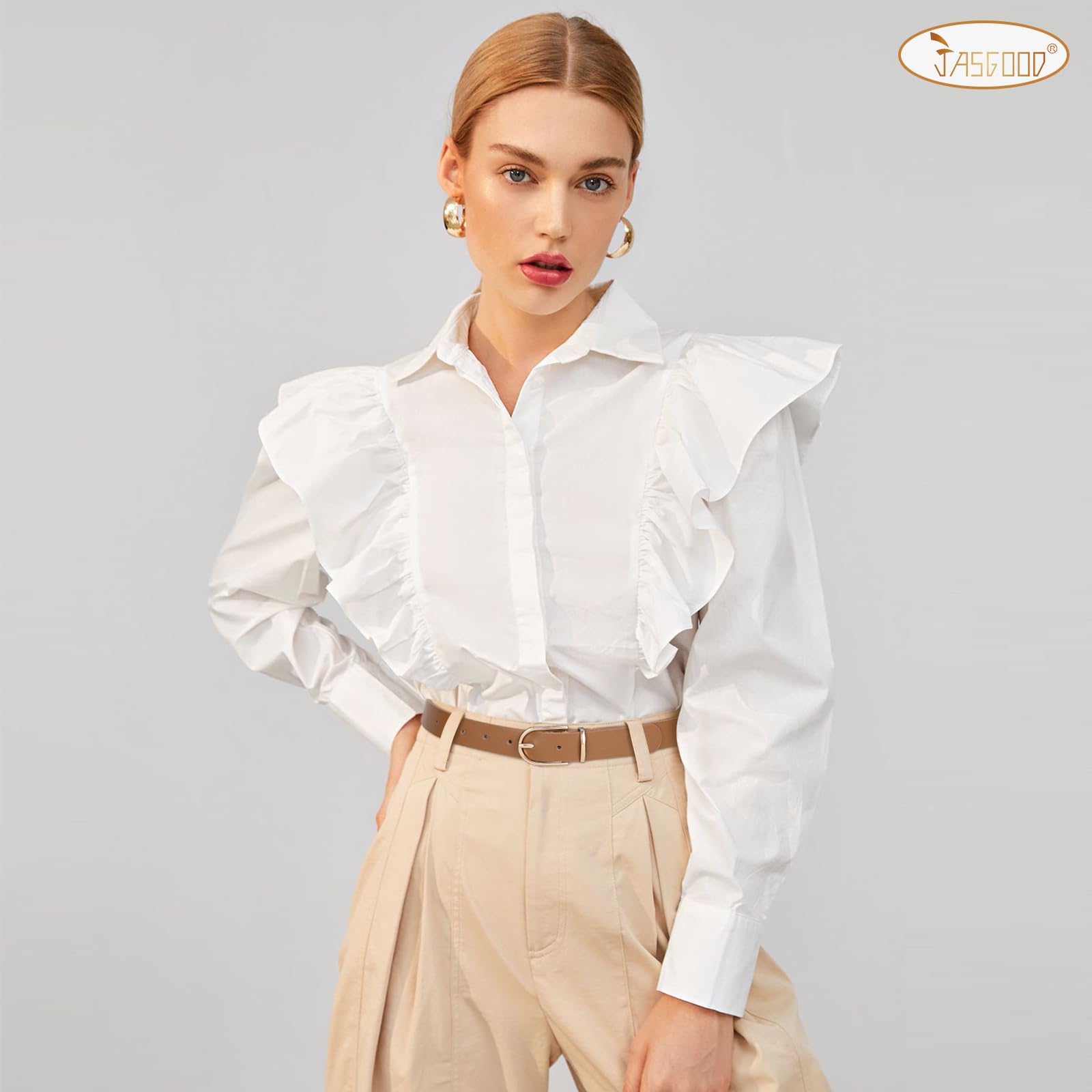 JASGOOD Women’s Leather Belts for Jeans Pants Fashion Ladies Belt with Gold Buckle