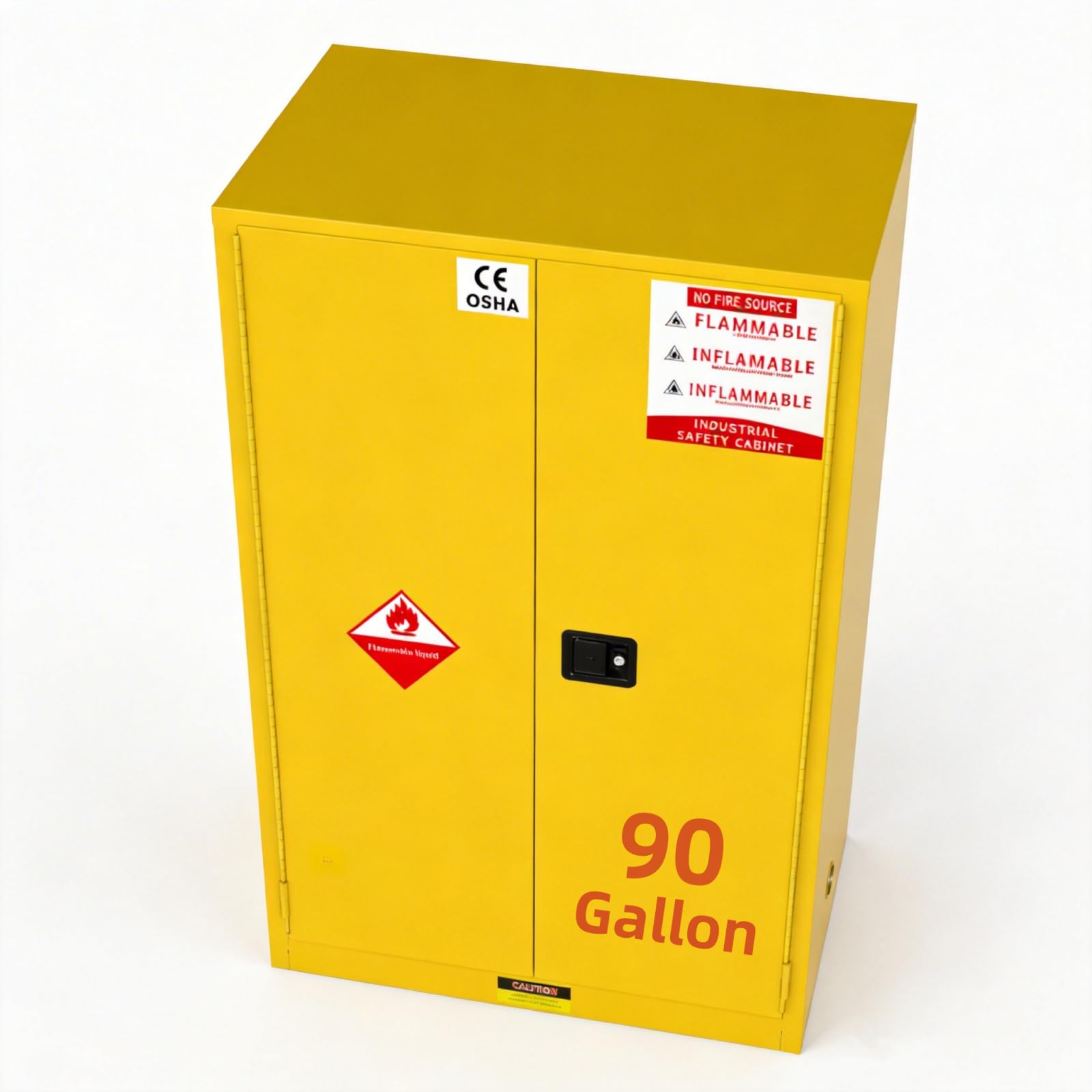 16 Gallon Flammable Storage Cabinet 18"x18"x23", Galvanized Steel, Flammable Safety Cabinet with Adjustable Shelf, for Industrial and Home Use, Yellow