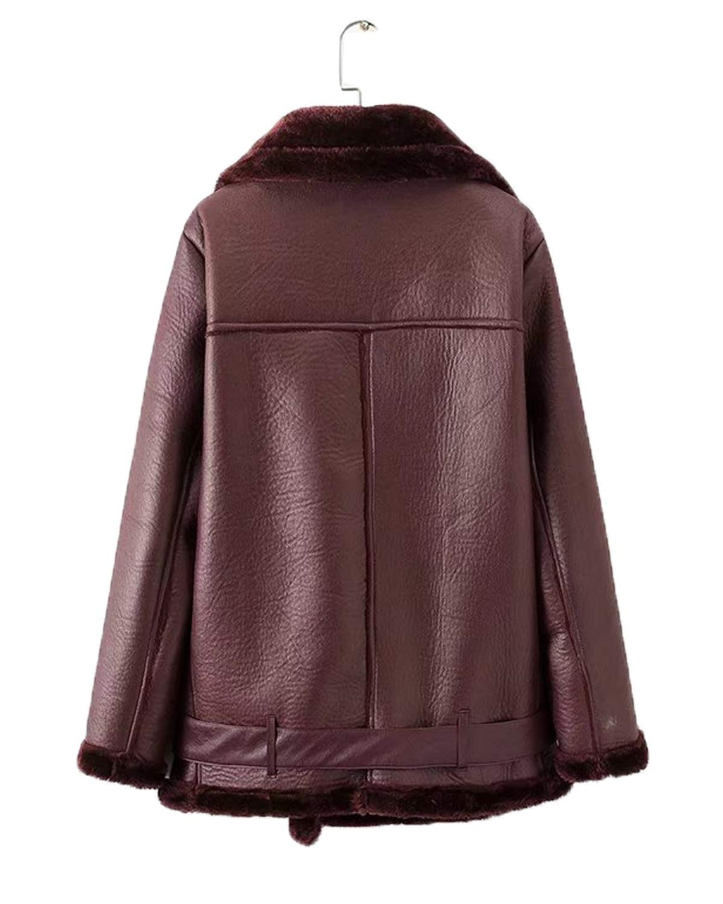 LY VAREY LIN Women's Faux Shearing Moto Jacket Thick Lined Parka Winter Shearling Coat Leather Jacket